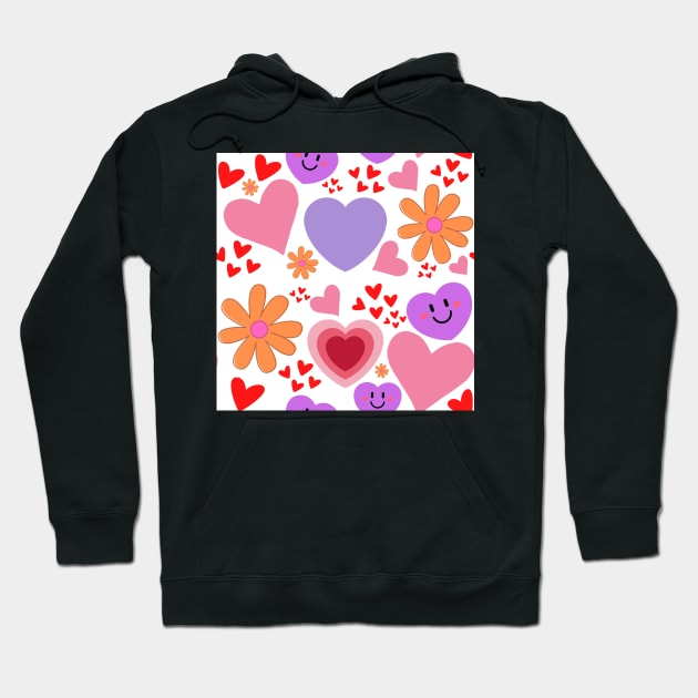 Happy Hearts and Flowers Hoodie by GemmasGems